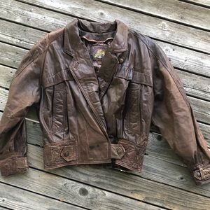 Vintage leather bomber jacket